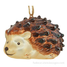mini hedgehog gold and brown glass ornament